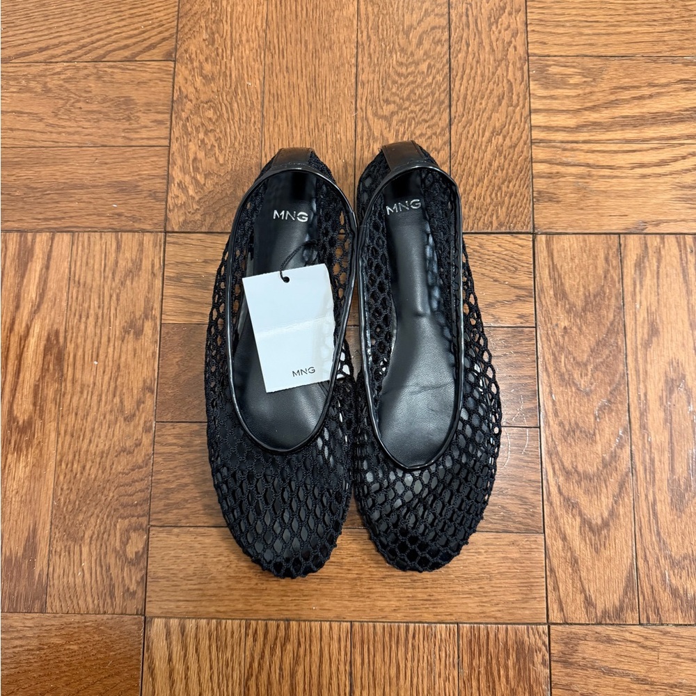 Mango Women's Black Mesh Flats